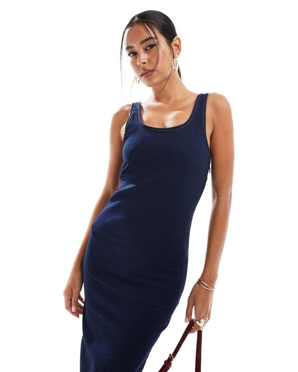 new look denim bodycon dress New Look Bodycon Denim Dress in Blue