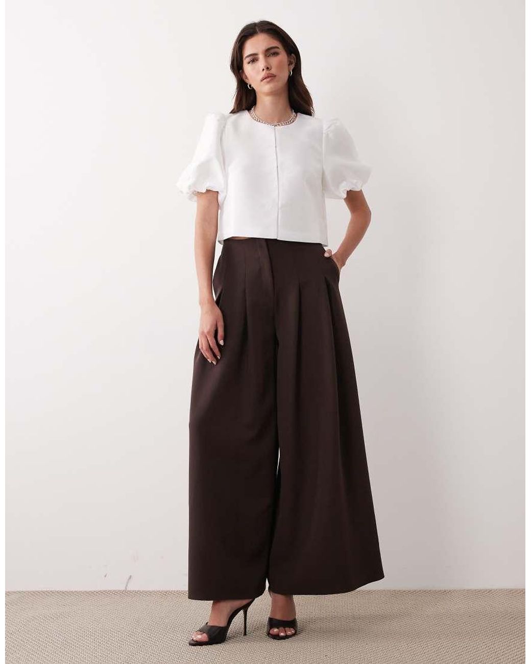 Y.A.S White Volume Sleeve Clasp Front Woven Top