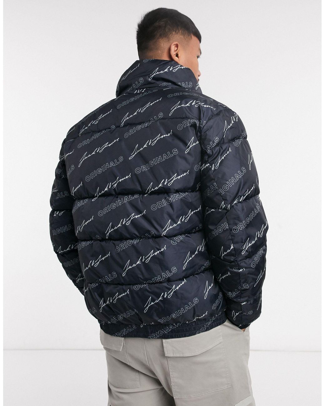 Jack & jones originals on sale puffer jacket in black