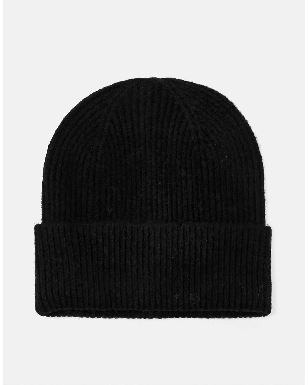 Pull&Bear Black Ribbed Knit Beanie