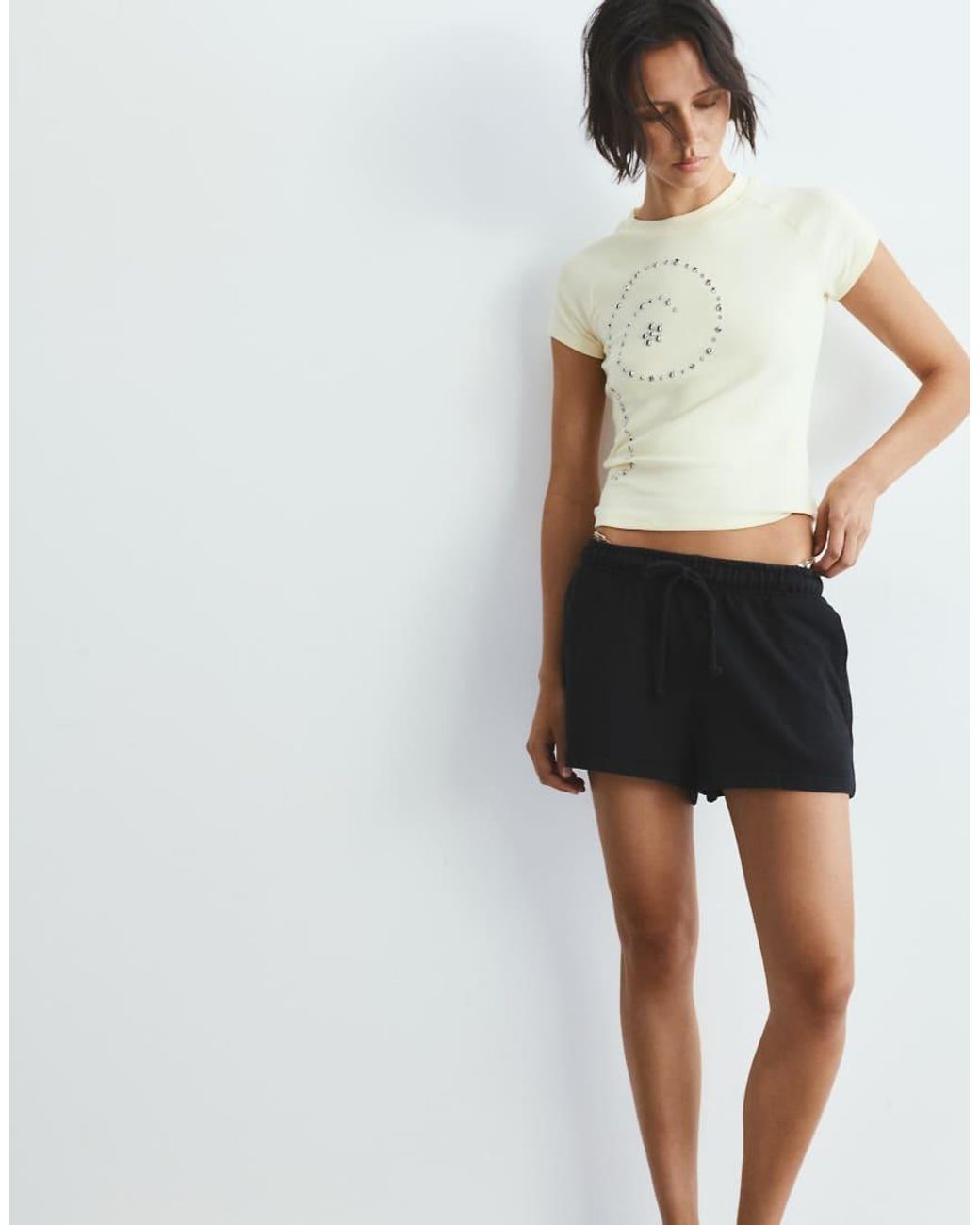 Pull&Bear White Sports Shorts With Elastic Waist