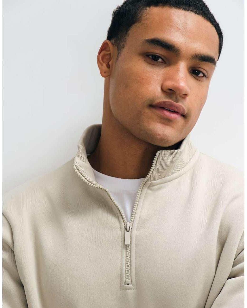 Brave Soul Natural 1/4 Zip Sweatshirt for men