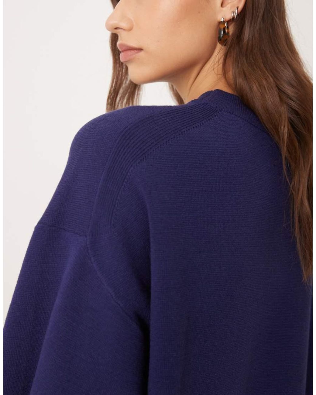 ASOS Blue Knitted Compact Structured Oversized T Shirt Co-ord