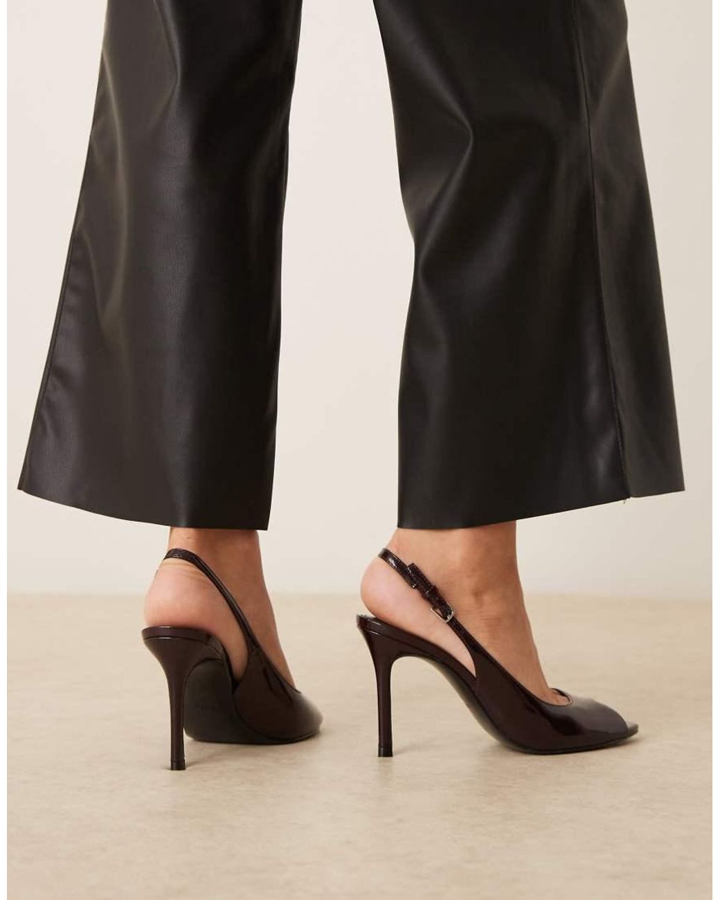 Mango Black Open Toe Sling Back Heel