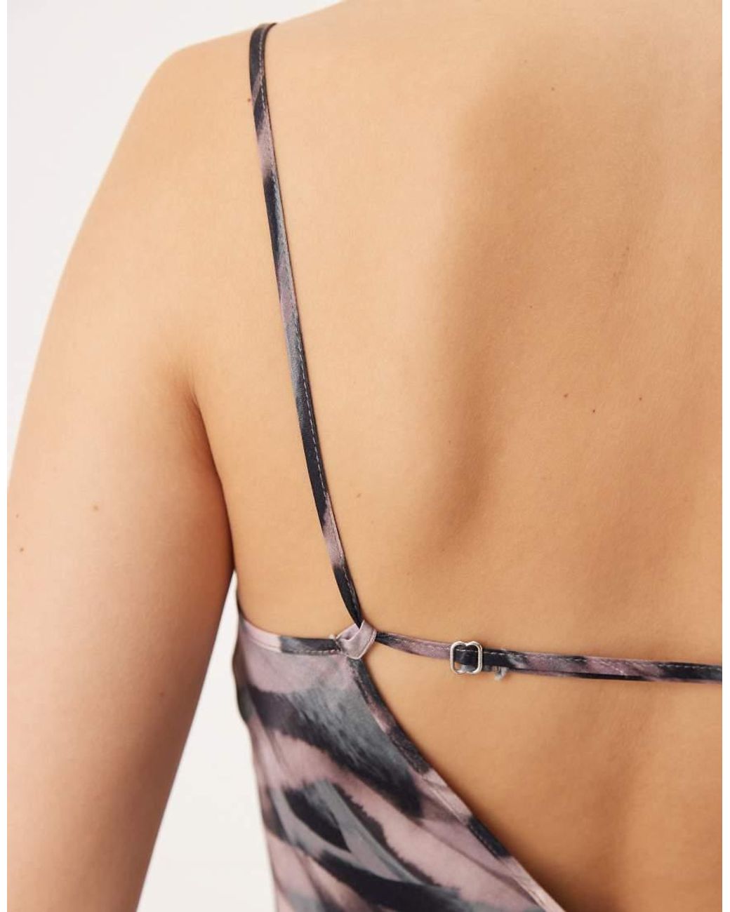 ASOS Multicolor Cami Tie Back Satin Slip Midi Dress