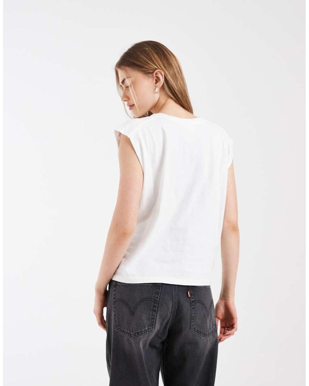 Levi's White Pleated Muscle Tank Top