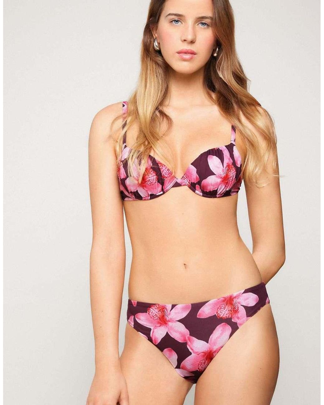 Tezenis Pink Hibiscool Classic Bikini Bottoms