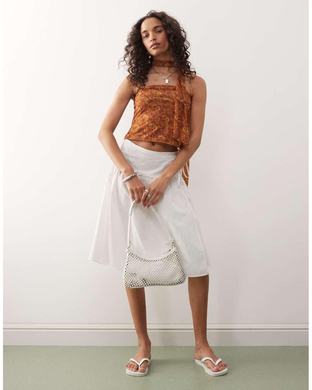 Reclaimed Vintage Brown Bandeau Top With Scarf