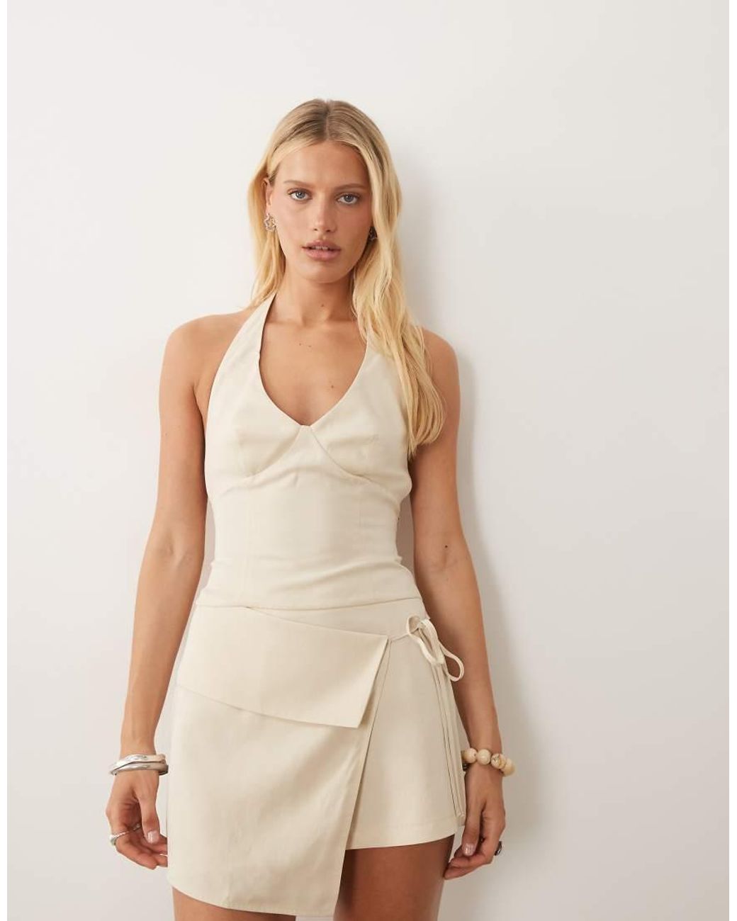 ASOS Natural Tie Detail Halter Top