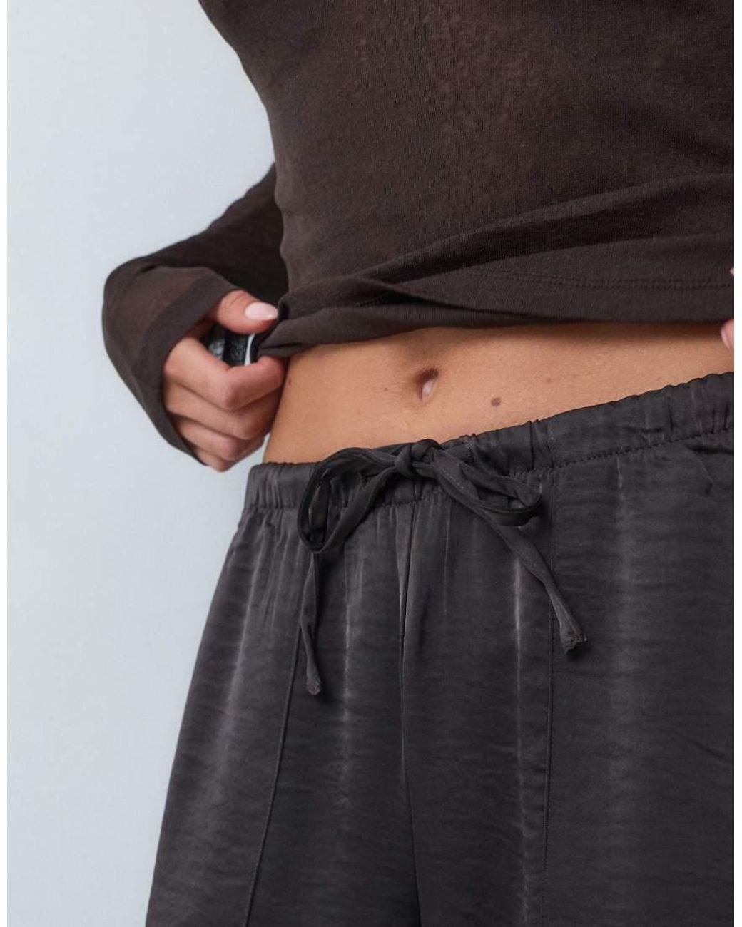 Vero Moda Gray High Waist Satin Loose Fit Trousers