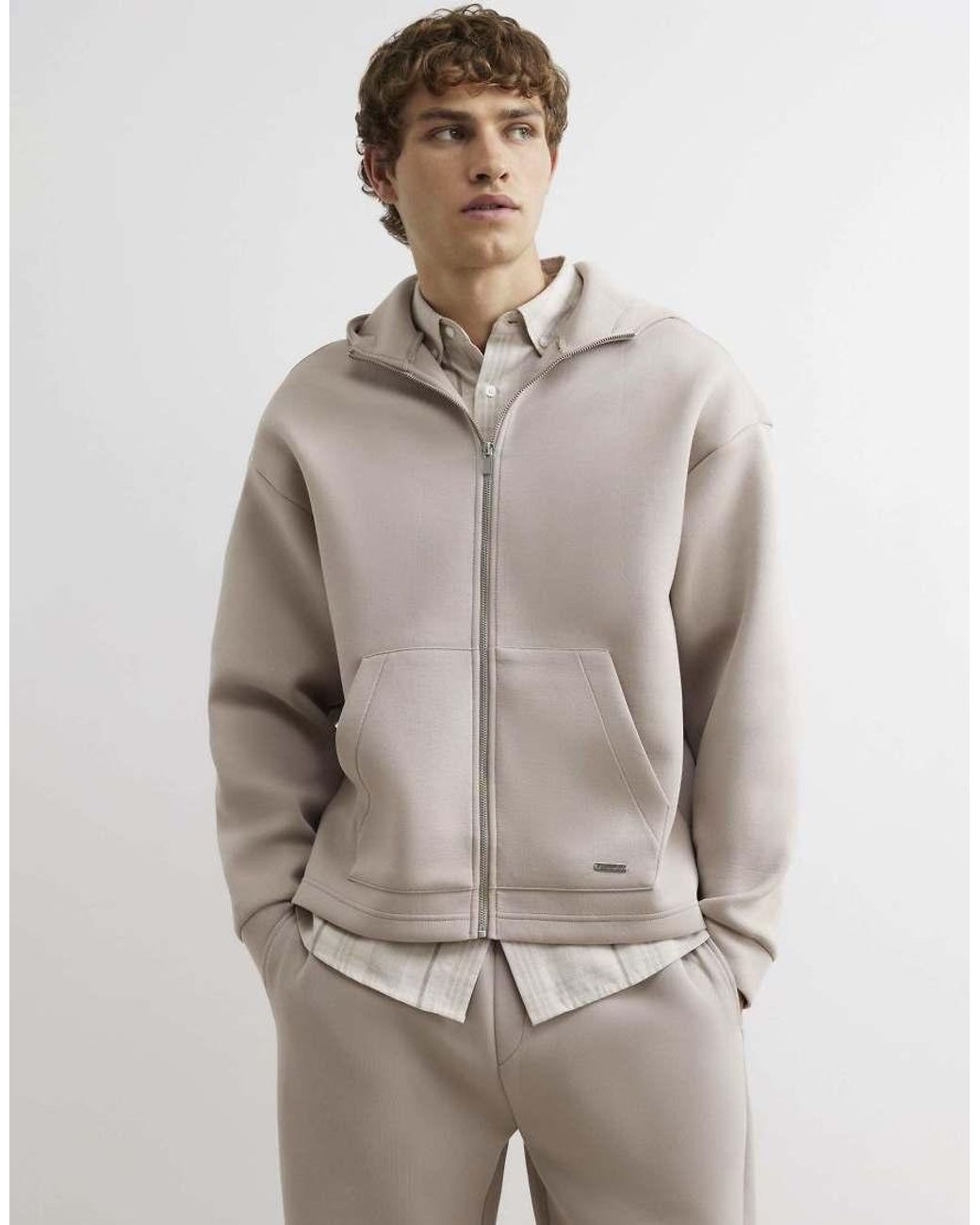 River Island Gray Oversized Fit Premium Hoodie for men