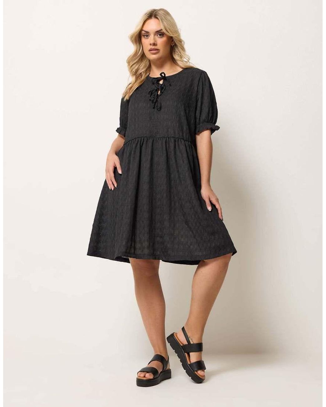 Yours Clothing Black Bow Front Mini Dress