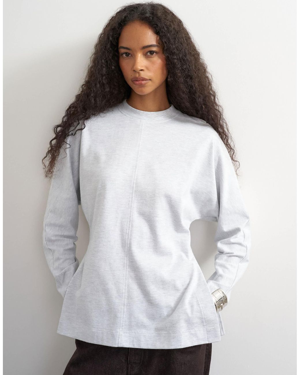 Side Slit Tee TOPSHOP Long Sleeve Split Side Cinched Tee in White | Lyst