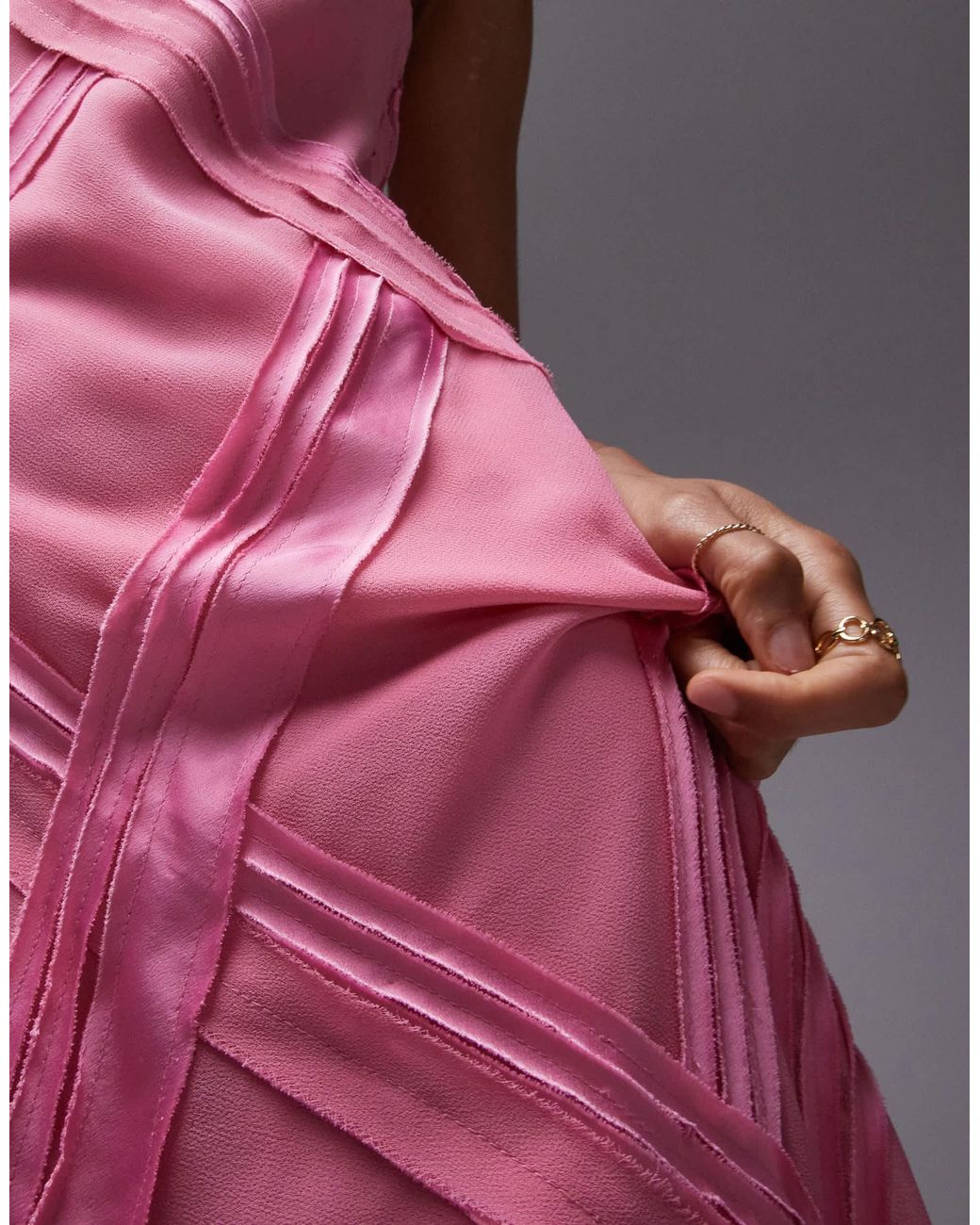 TOPSHOP Premium Raw Seam Detail Midi Slip Dress in Pink | Lyst