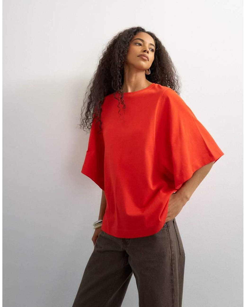 TOPSHOP Red Batwing T-shirt