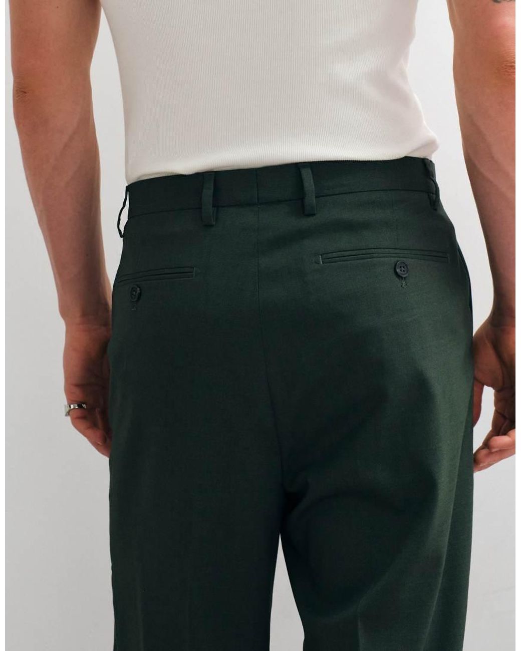 ASOS Green Relaxed Tapered Suit Pants for men