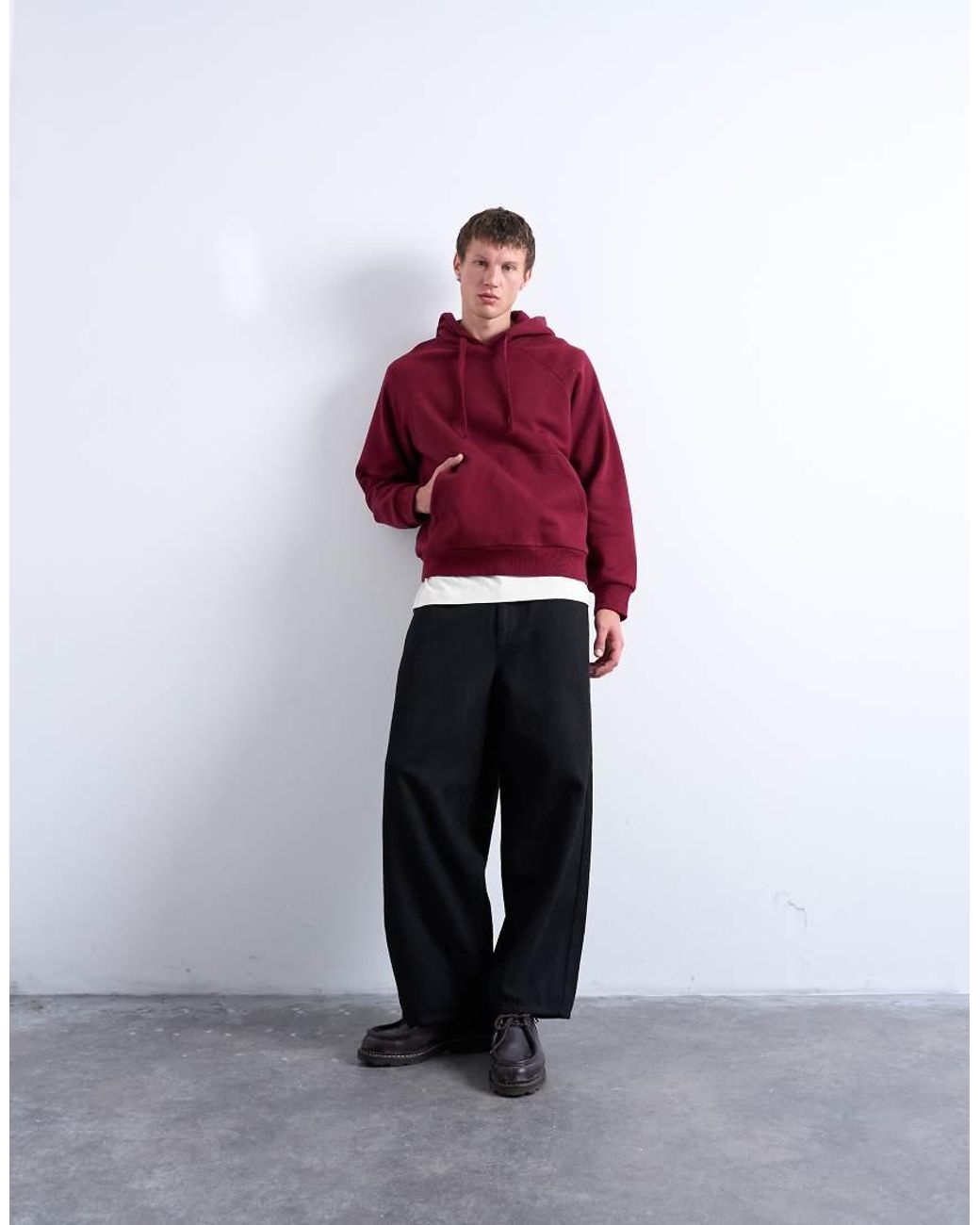 Topman Red Boxy Fit Hoodie for men