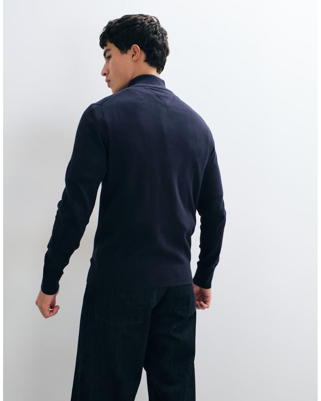 Tommy Hilfiger Blue Flag Cotton Zip Through Knitted Jumper for men
