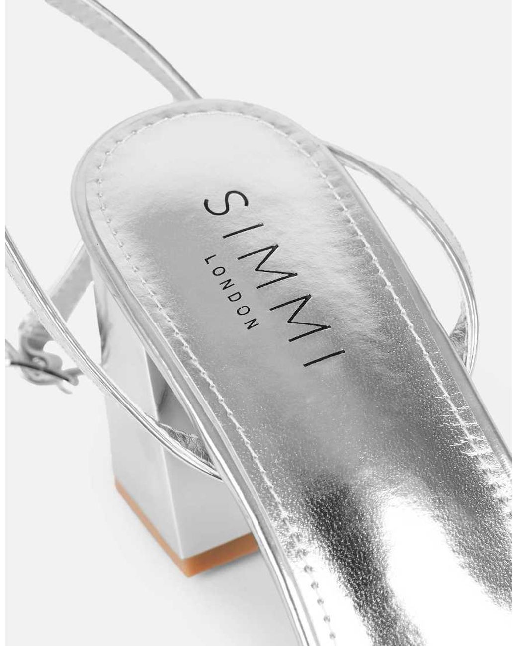 SIMMI White Meave Diamante Block Heeled Sandals