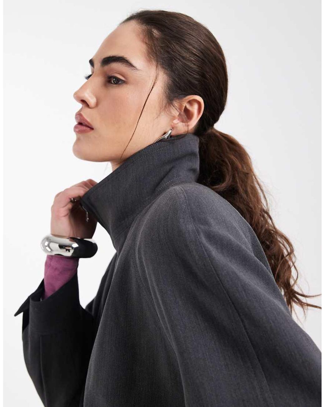 ASOS Blue Power Shoulder Tailored Bomber Jacket