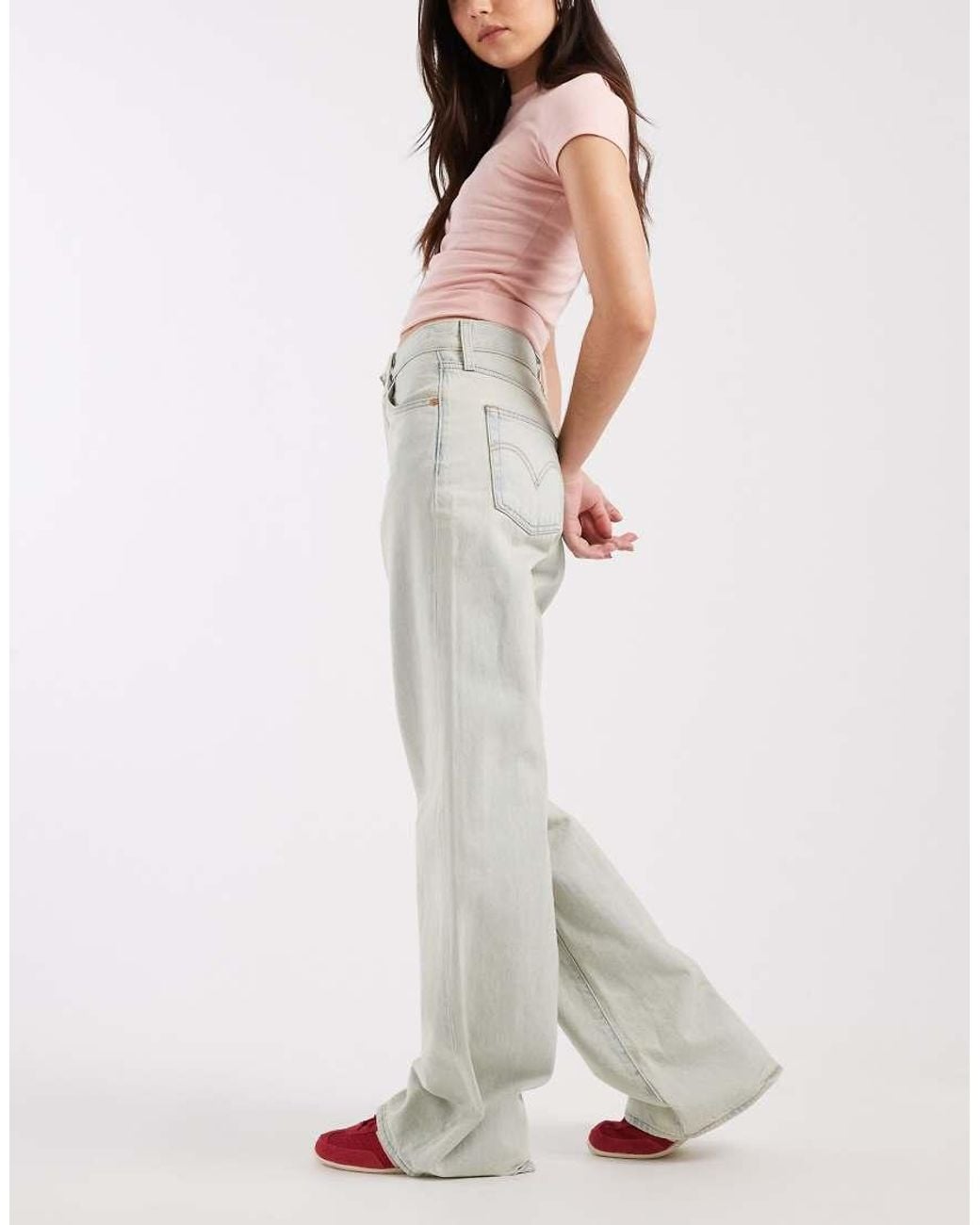 Levi's White Ribcage Wide Leg Jeans