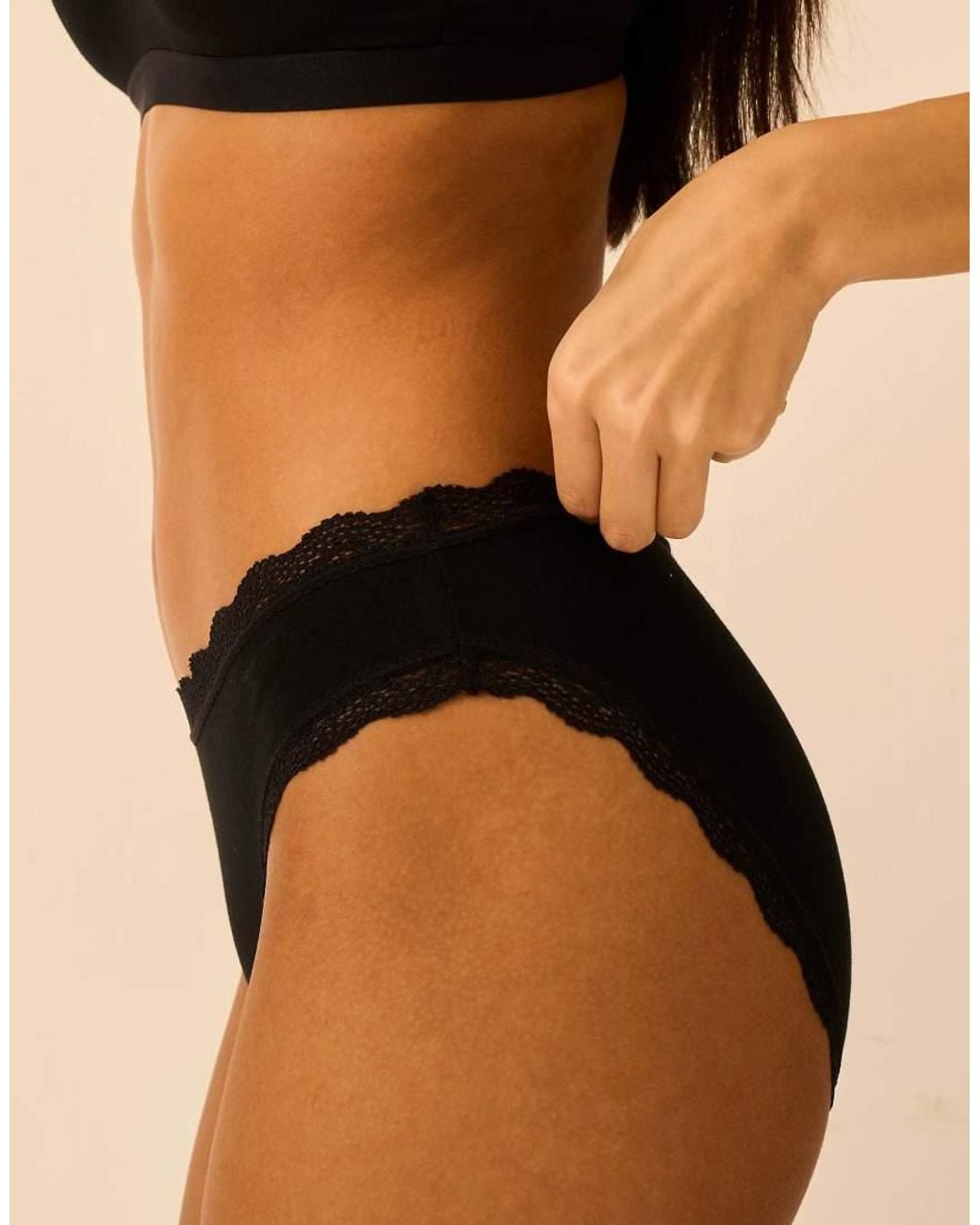 Stripe & Stare Black Mid Rise High Leg Knicker Four Pack