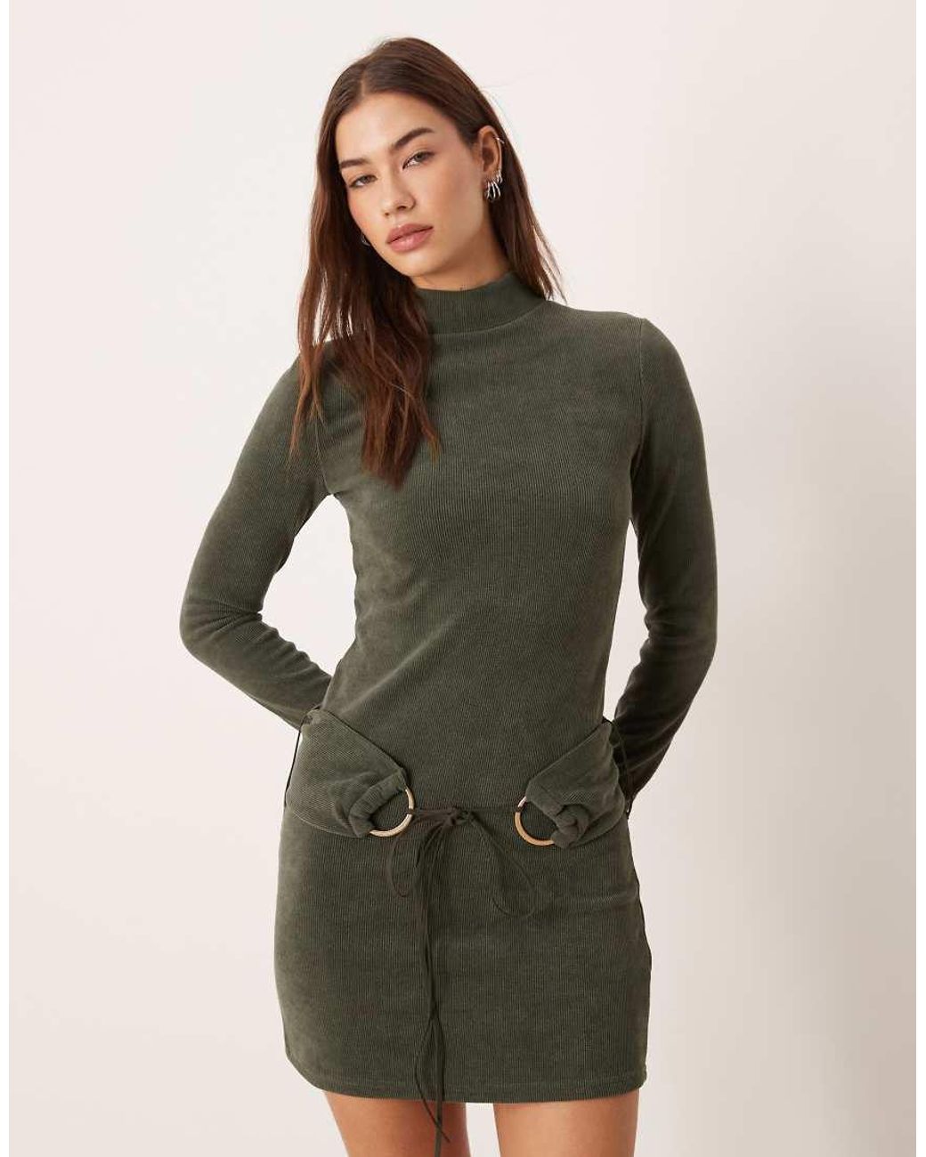ASOS Green High Neck Cord Mini With Hardware