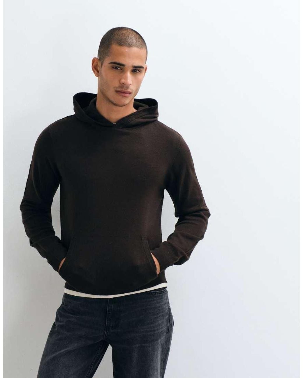 Brave Soul Black Knitted Hoodie for men