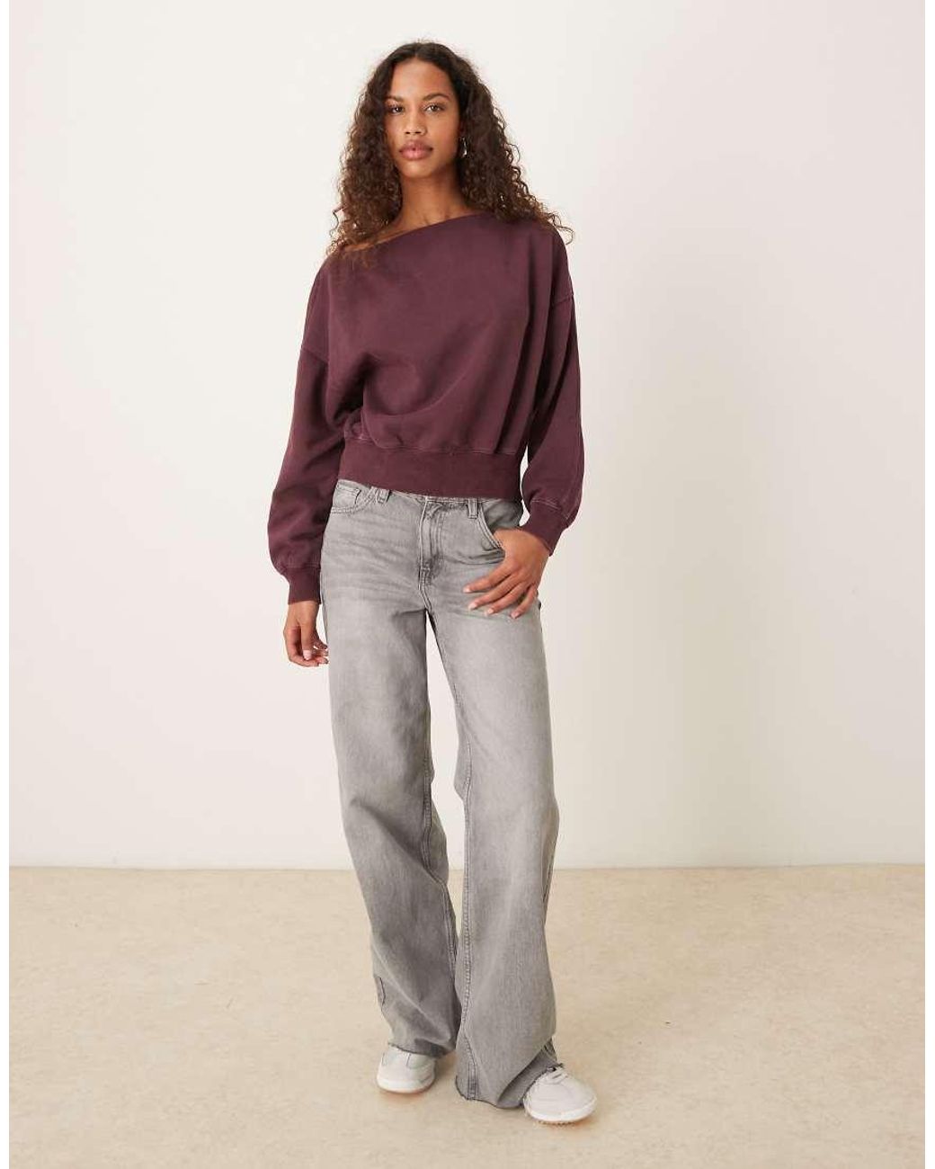 Abercrombie & Fitch Purple Slash Neck Sweatshirt
