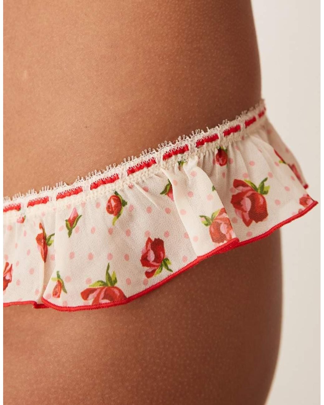 For Love & Lemons Brown Leah Floral Print Thong Co-Ord