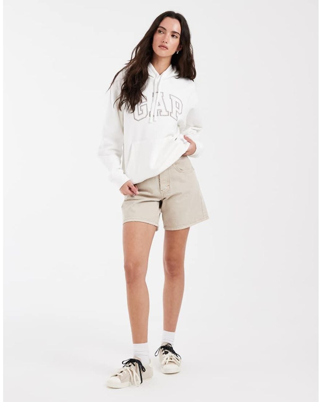 Gap White Oversized Overhead Logo Hoodie