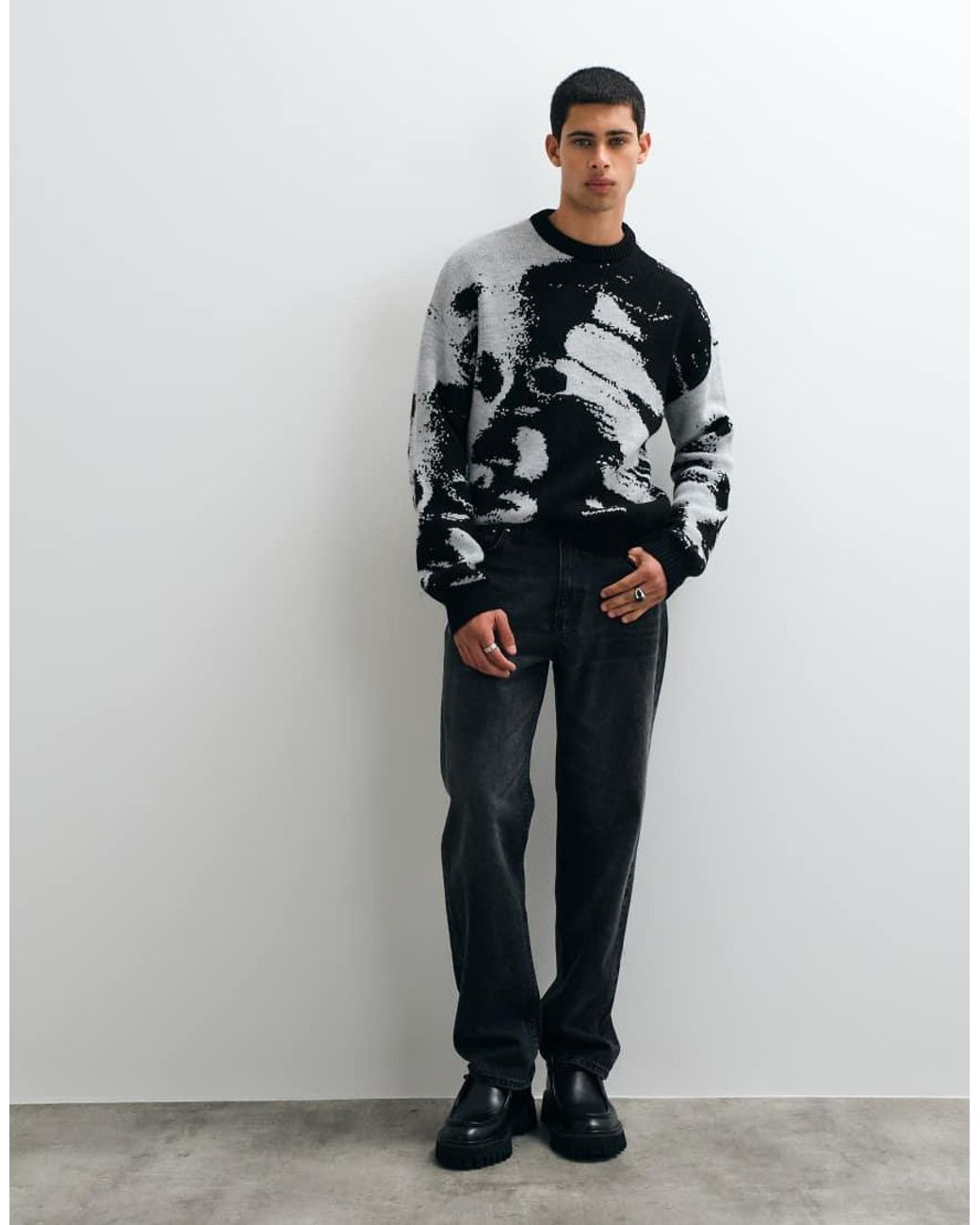 ASOS Gray Knitted Oversized Jumper for men