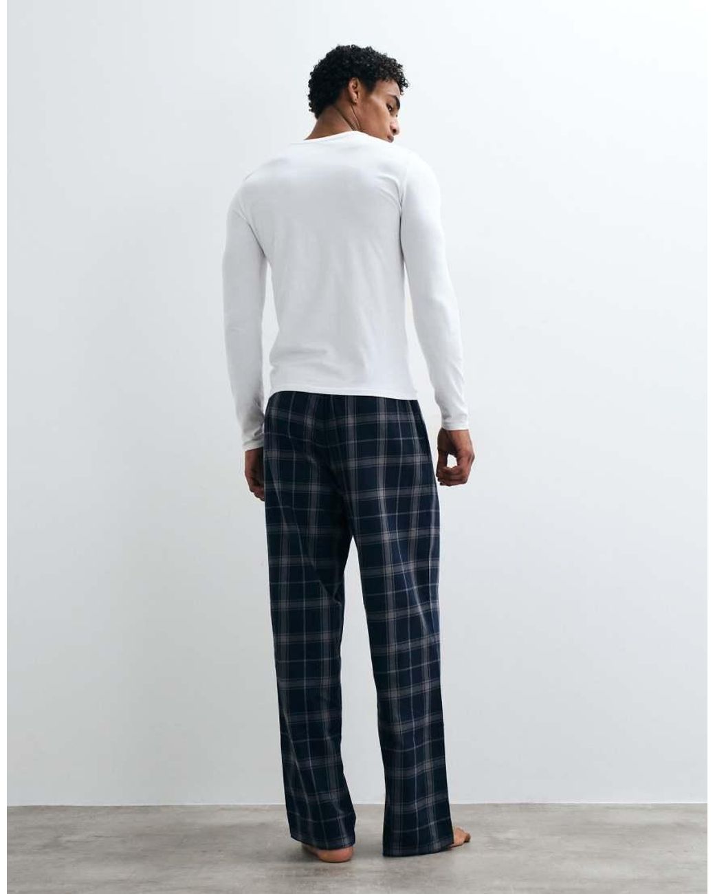 ASOS White Relaxed Lounge Bottoms With Plaid for men
