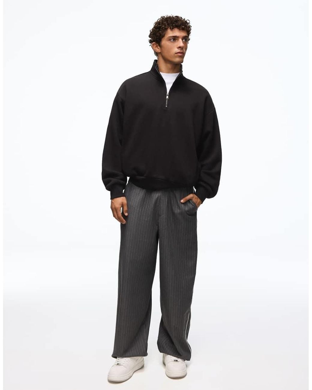 Bershka Black Half-zip Sweatshirt for men