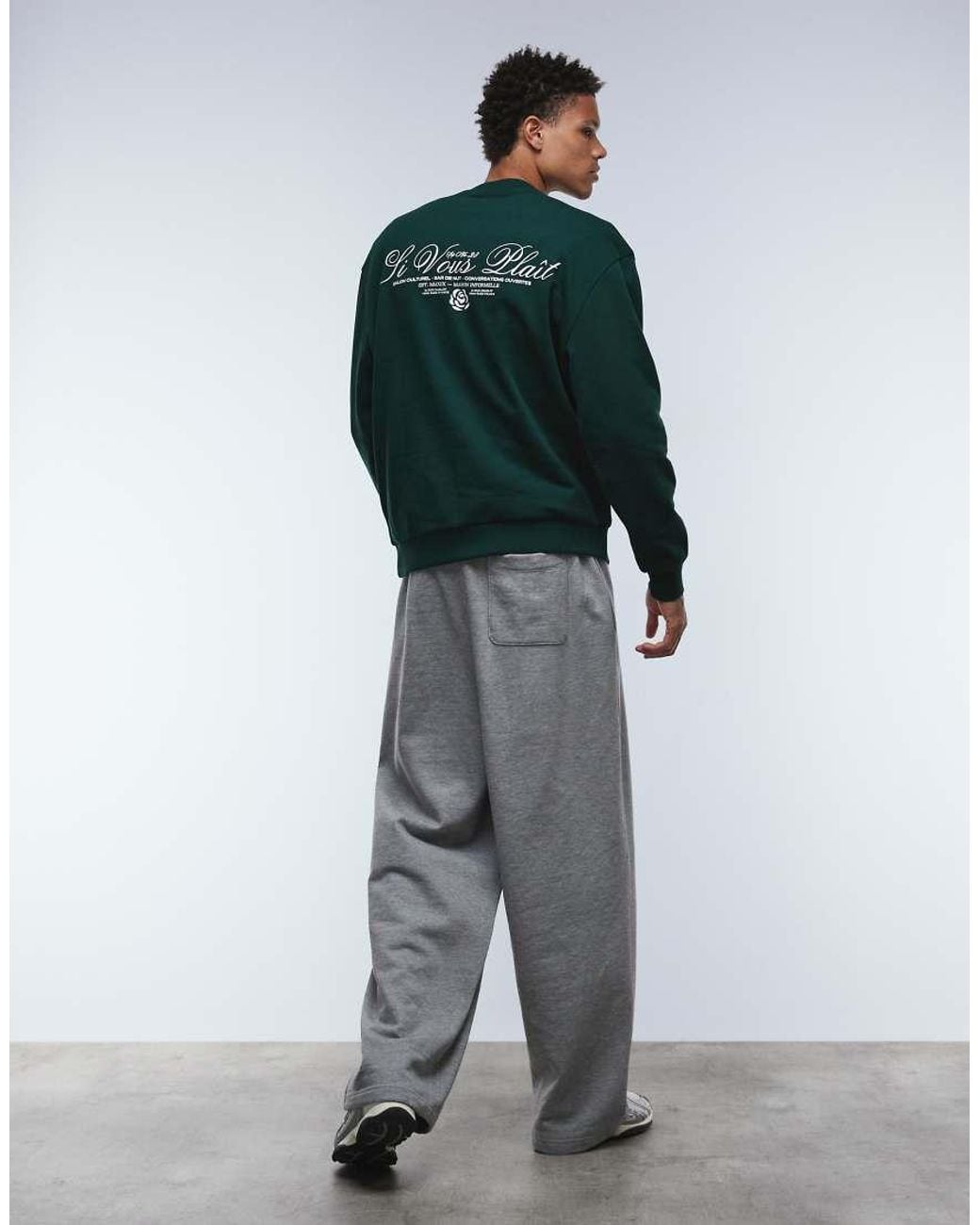 ASOS Green Sweatshirt With Script Text Print for men