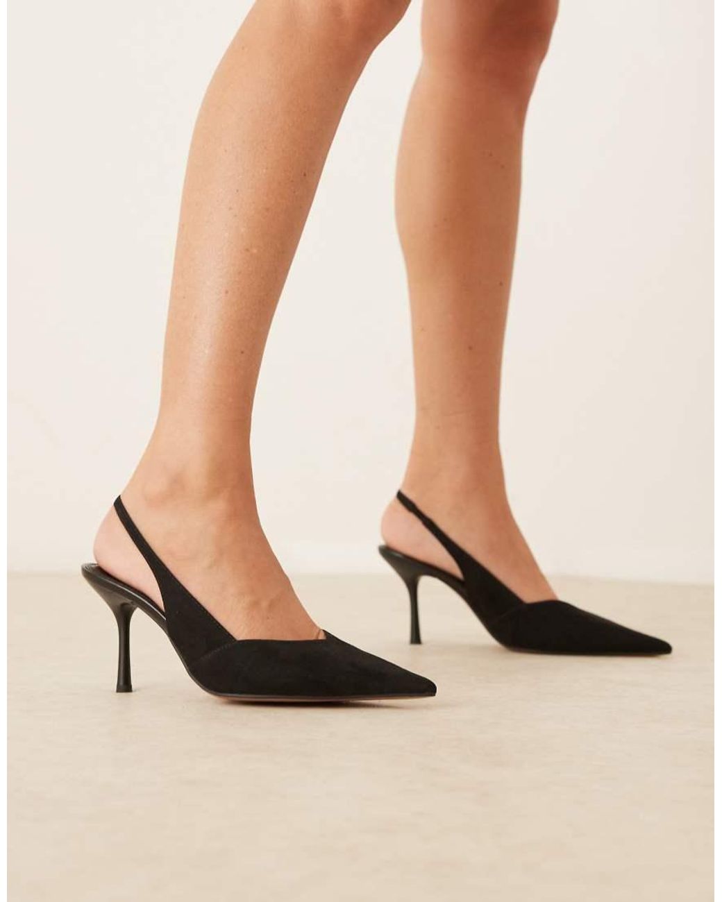 ASOS Natural Wide Fit Sabrina Slingback Stiletto Heel Shoes