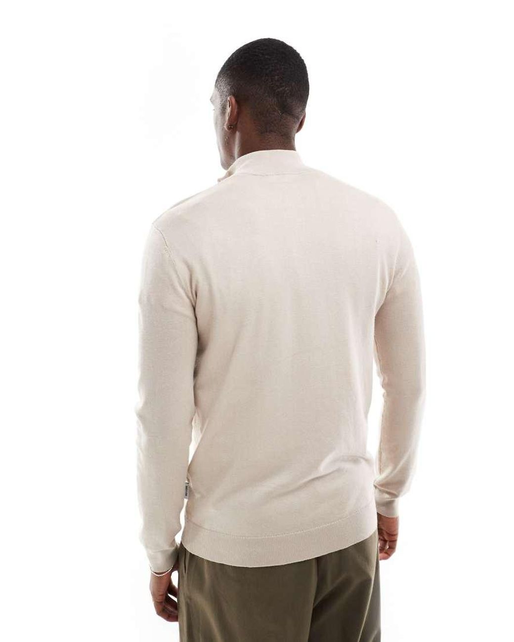 Only & Sons Natural 1/4 Zip Jumper for men