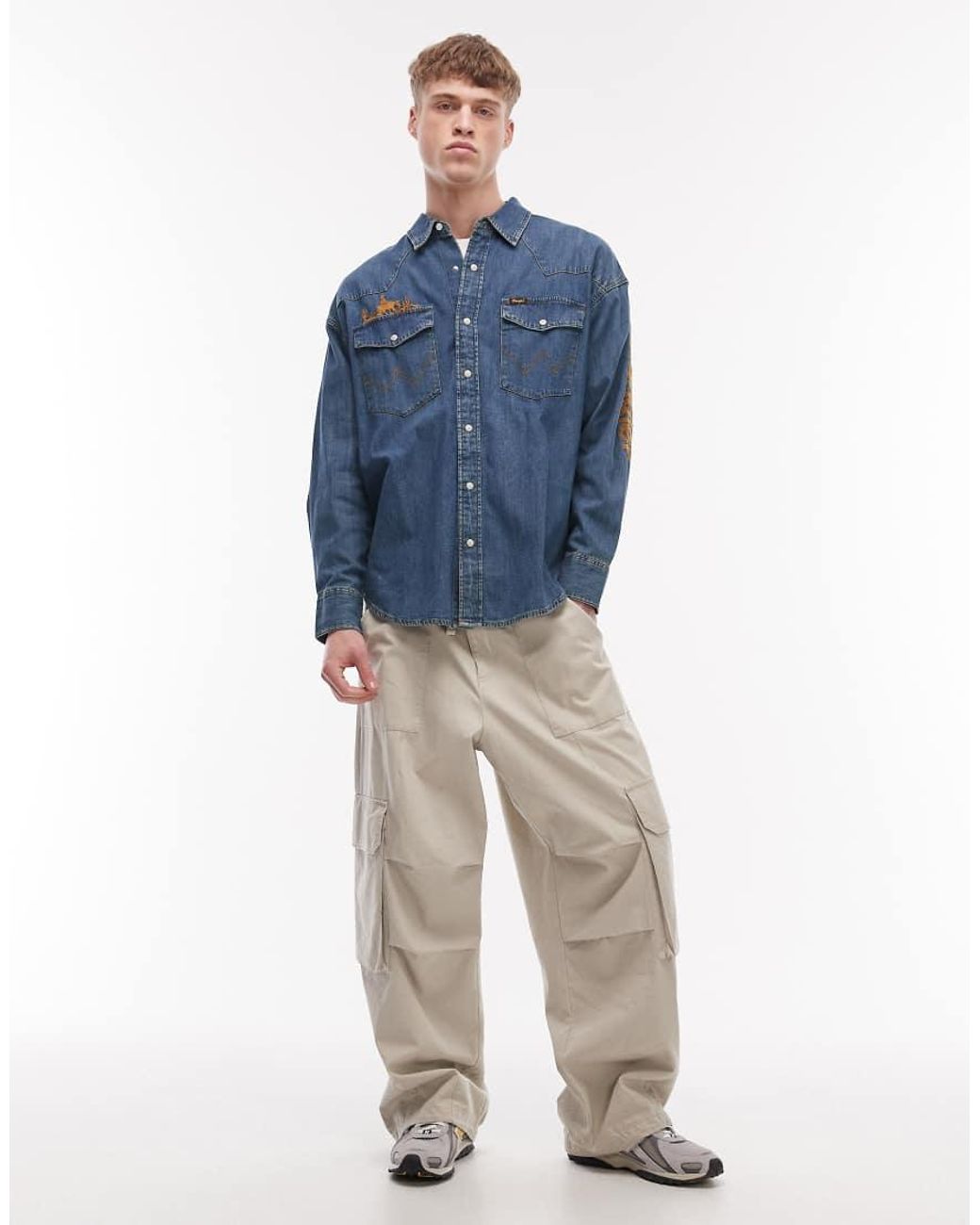 Wrangler Blue Western Shirt for men