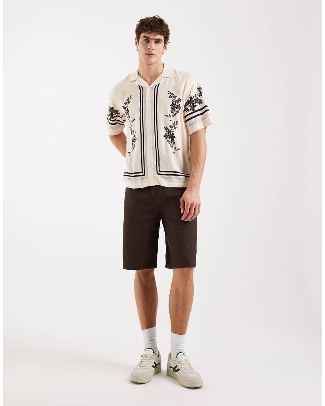 Redefined Rebel Natural Teddy Boxy Fit Short Sleeve Shirt for men