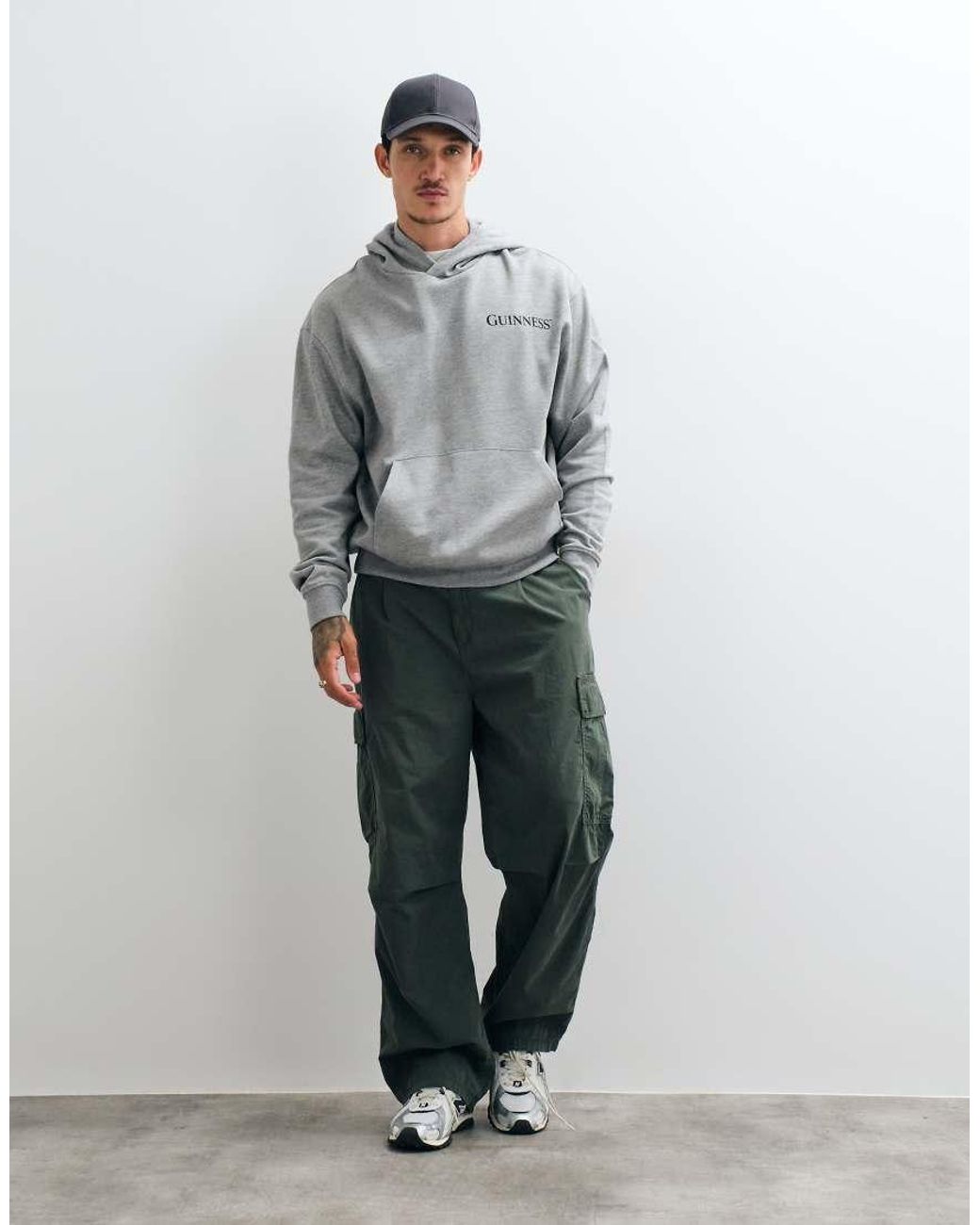 ASOS Gray Relaxed Hoodie With Guinness Print for men