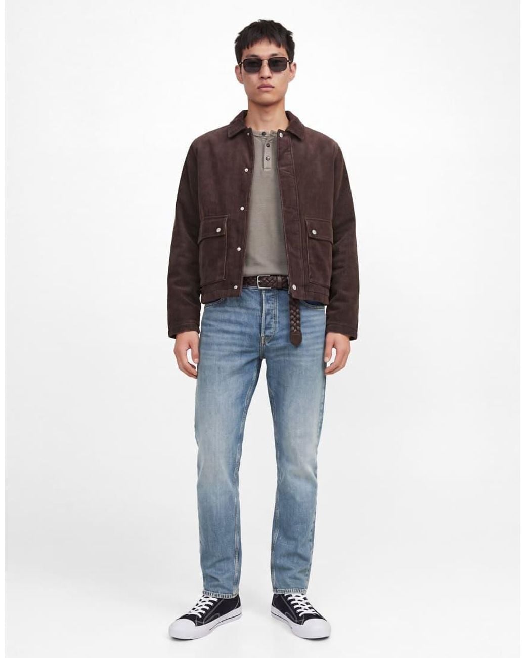 Jack & Jones Blue Clark Stonewashed Mid Waist Jeans for men