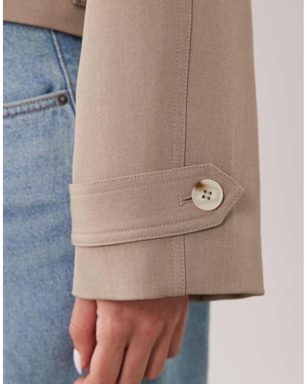 Gina Tricot Natural Cropped Belted Trench Coat