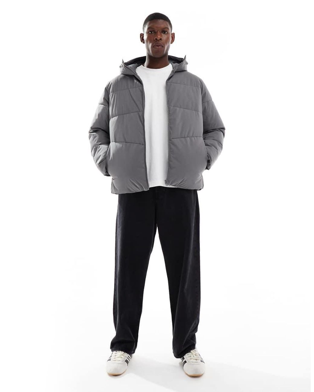 Jack & Jones Gewatteerd Puffer Jack Met Capuchon in het Gray voor heren