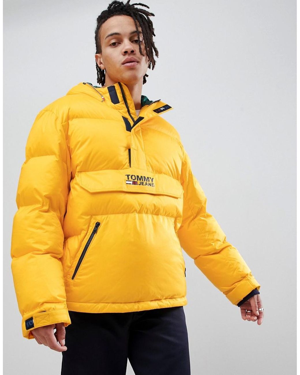 Tommy Hilfiger Hooded Down Overhead Puffer Jacket In Yellow for Men | Lyst  UK