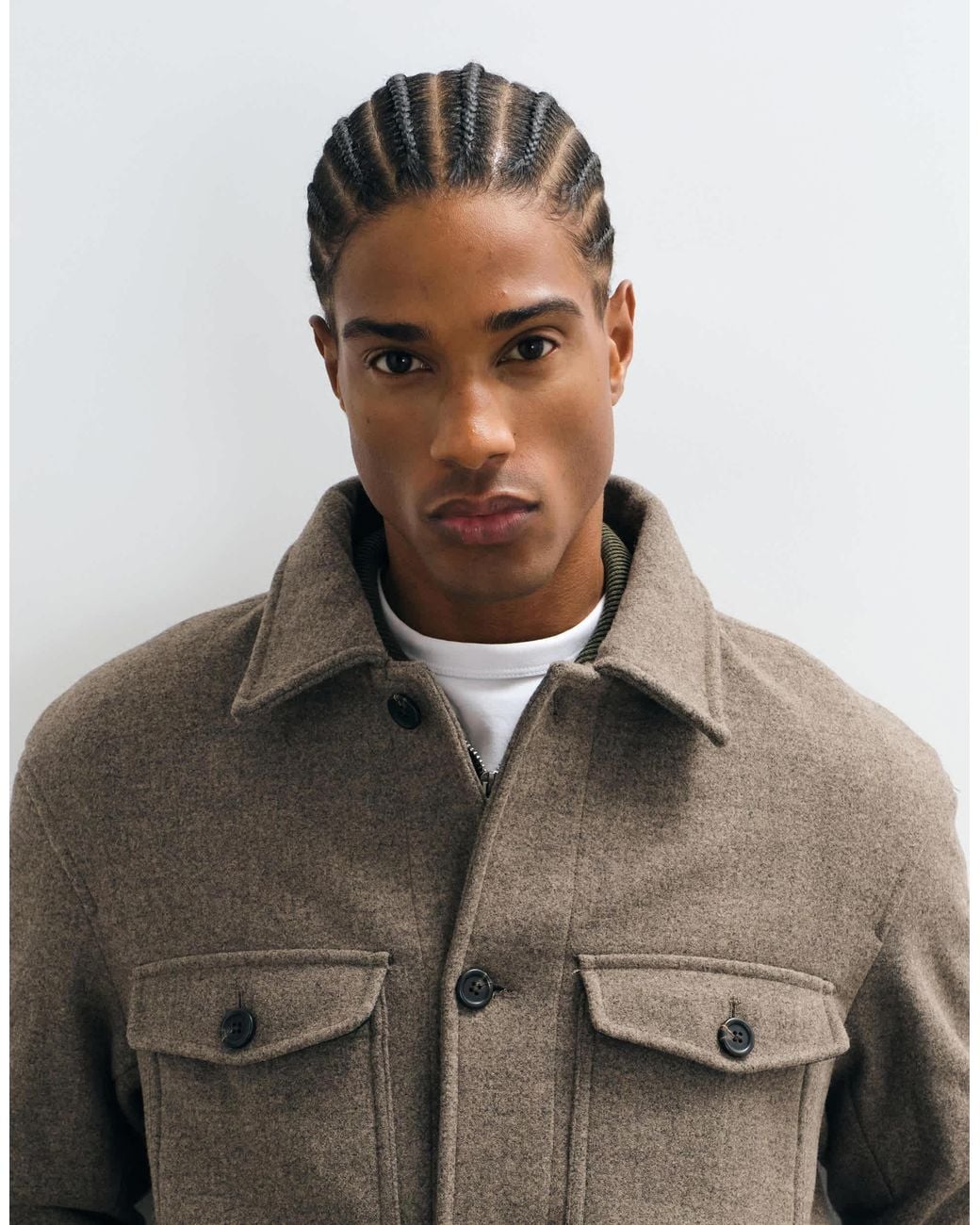 SELECTED Brown Wool Blend Shacket for men