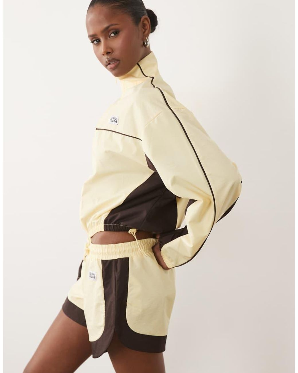 ASOS Natural Weekend Collective Nylon Track Runner Shorts