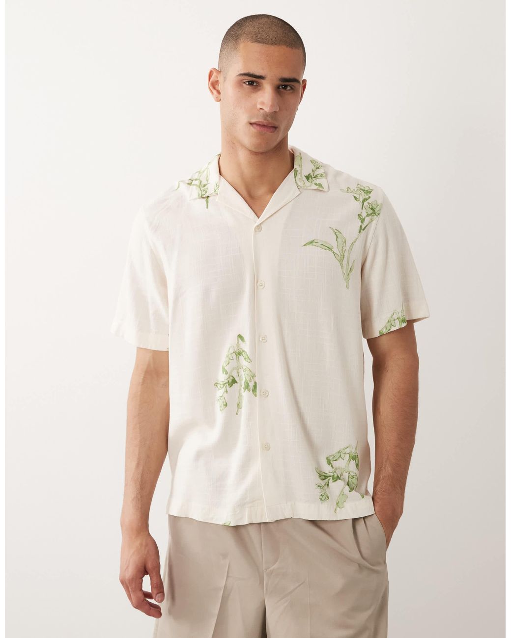 SELECTED – kurzärmliges hemd in Natural für Herren