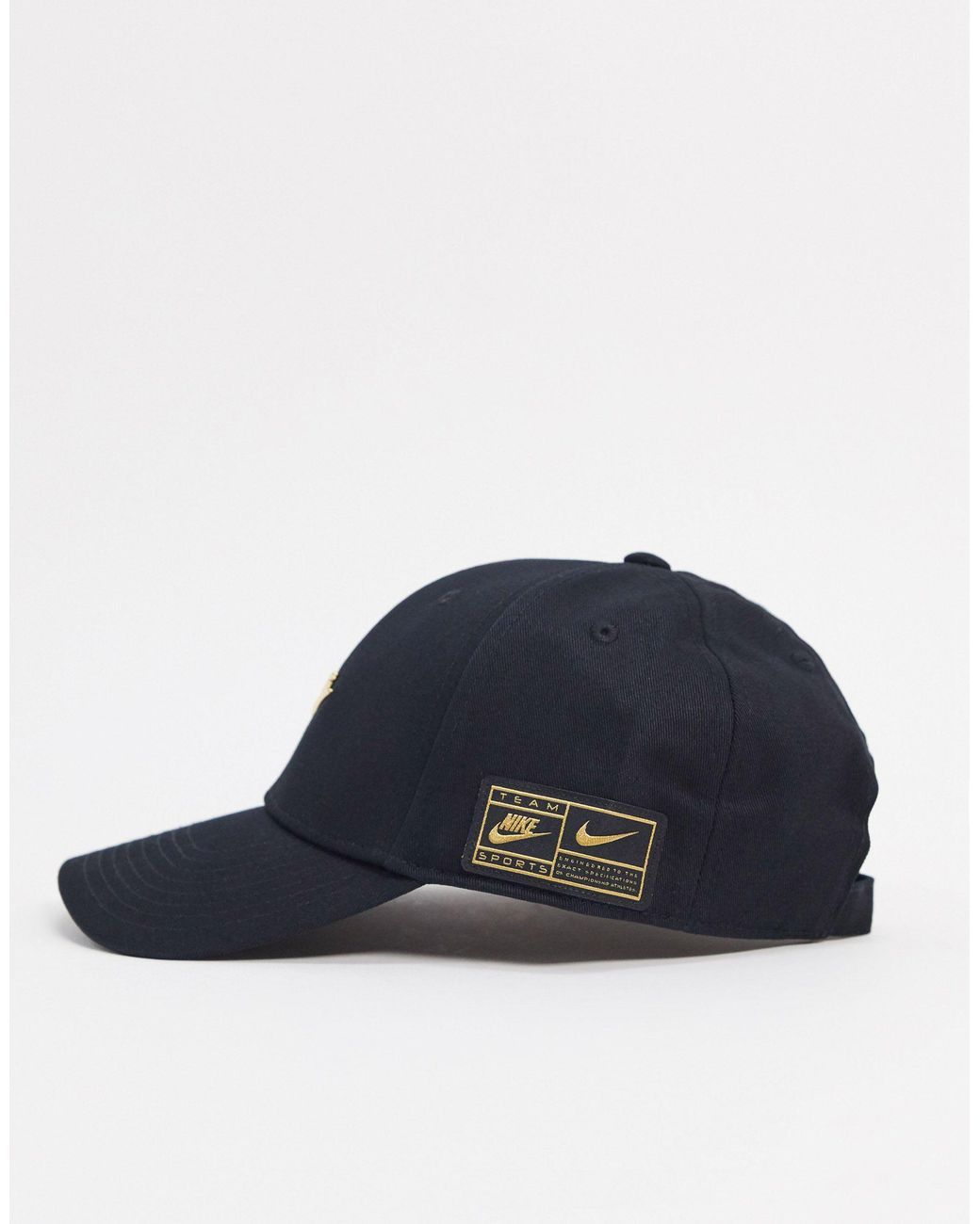 Nike Metallic Cap With Gold Logo in Black for Men | Lyst