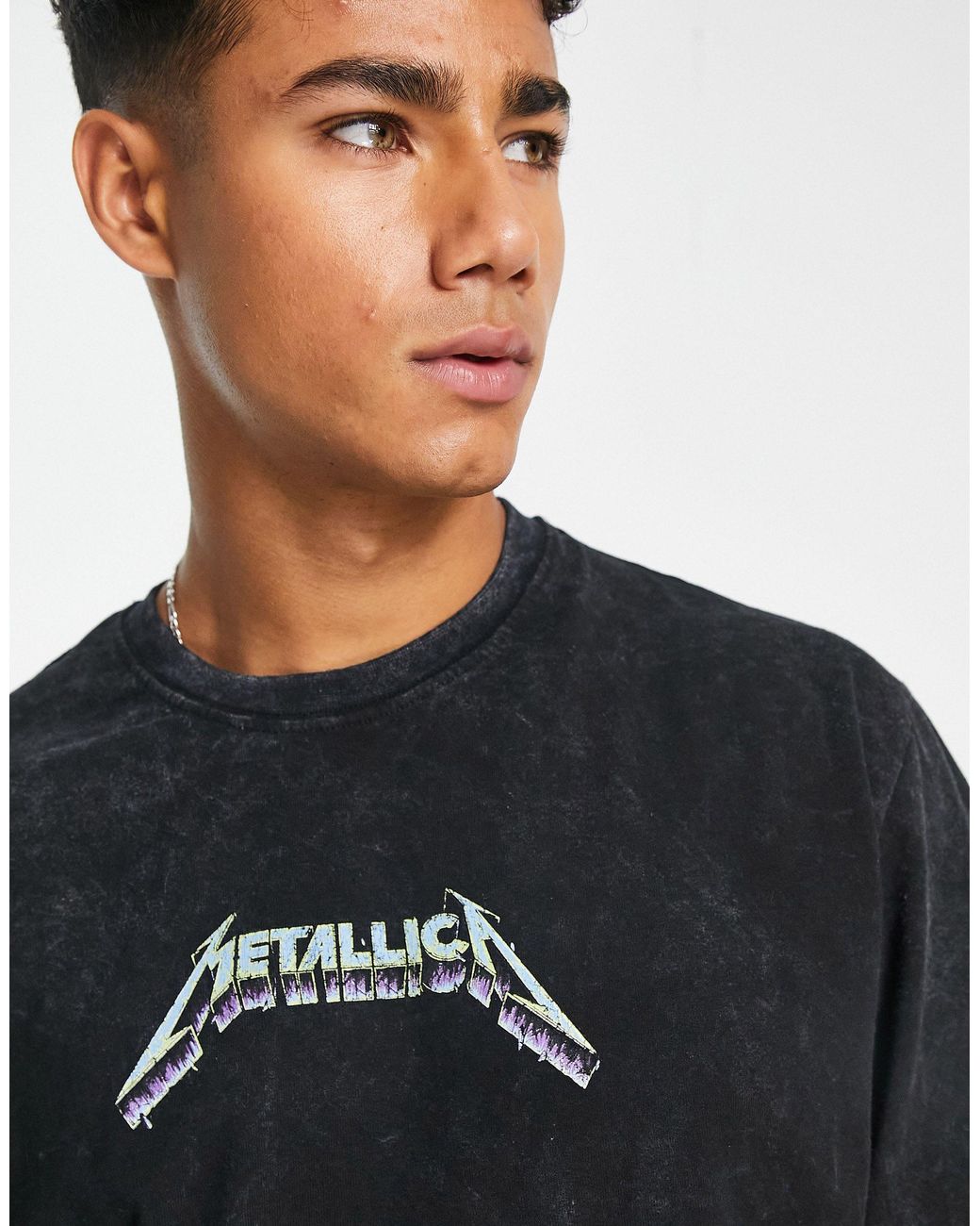 Pull&Bear Metallica Wash T-shirt in Black for Men | Lyst