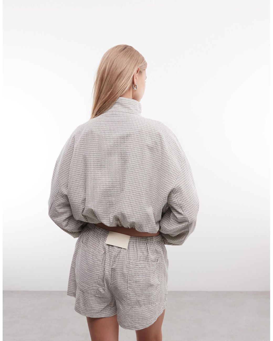 CERNUCCI Check Twill Funnel Neck Jacket (part Of A Set)-white